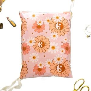 50PC Shipping Supply Bundle–25 Pink Daisy 10x13 Poly Mailers+25 Thank You Cards